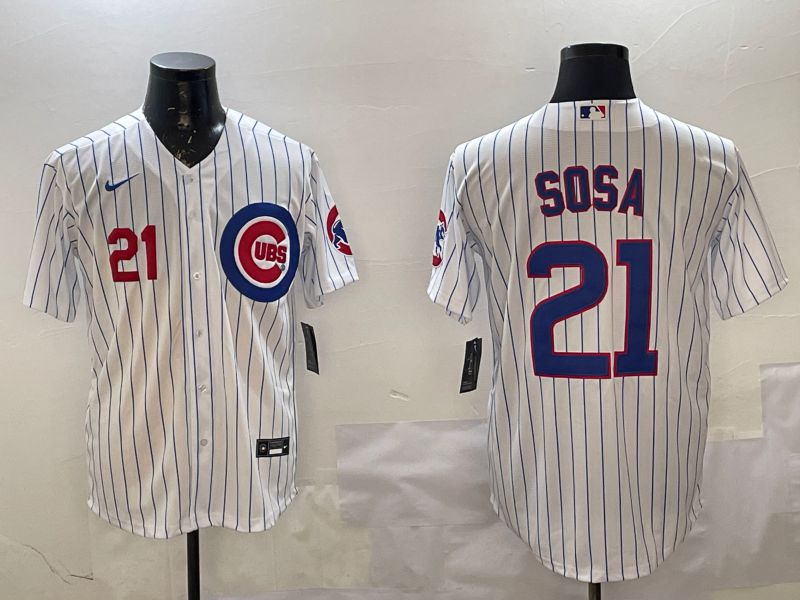 Men Chicago Cubs #21 Sosa White Stripe Game 2025 Nike MLB Jersey style 2->chicago cubs->MLB Jersey